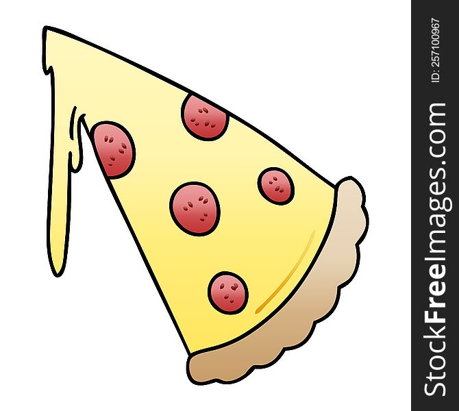 Quirky Gradient Shaded Cartoon Slice Of Pizza