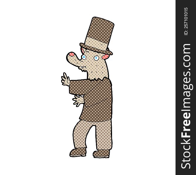 cartoon werewolf in top hat