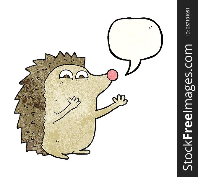 speech bubble textured cartoon cute hedgehog