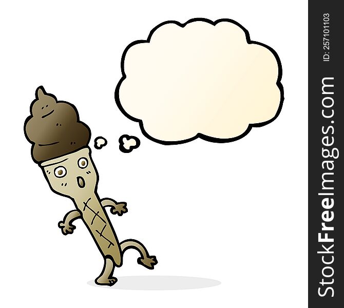 Cartoon Ice Cream With Thought Bubble
