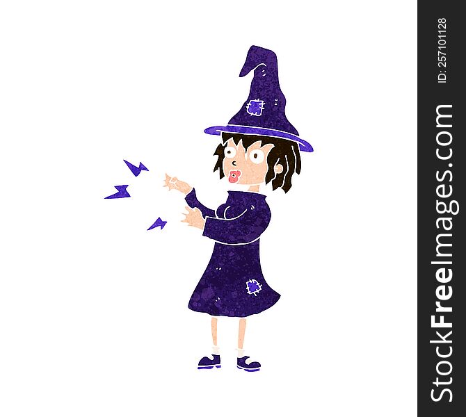 Cartoon Witch Casting Spell