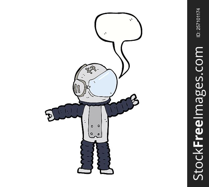 Cartoon Astronaut Reaching With Speech Bubble
