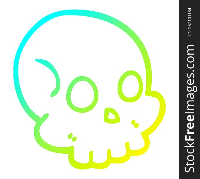 Cold Gradient Line Drawing Cartoon Skull
