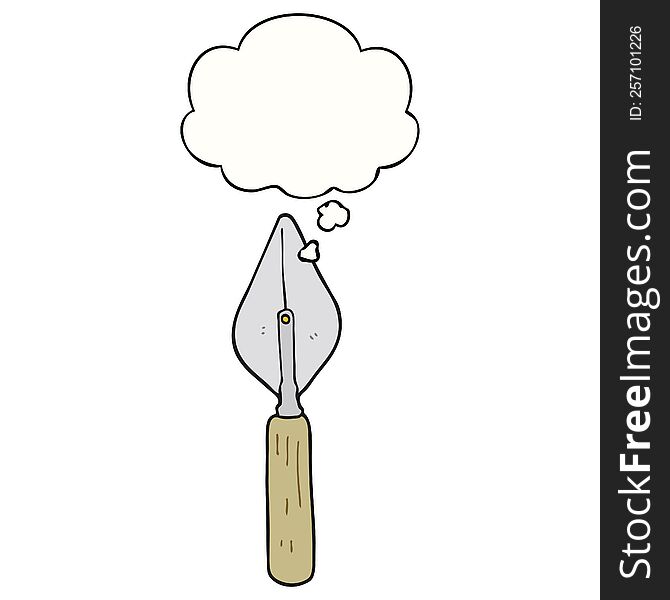 cartoon trowel with thought bubble. cartoon trowel with thought bubble