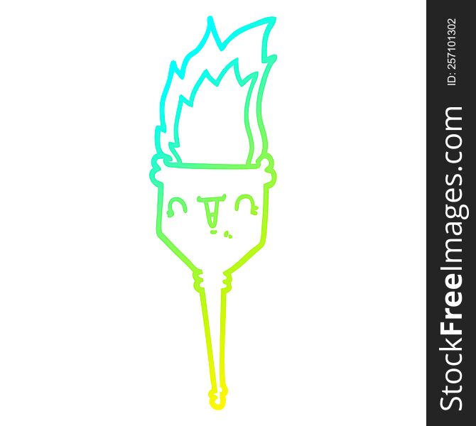cold gradient line drawing of a cartoon flaming chalice