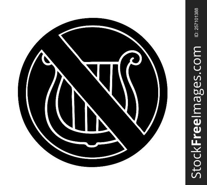 flat symbol of a no music allowed sign