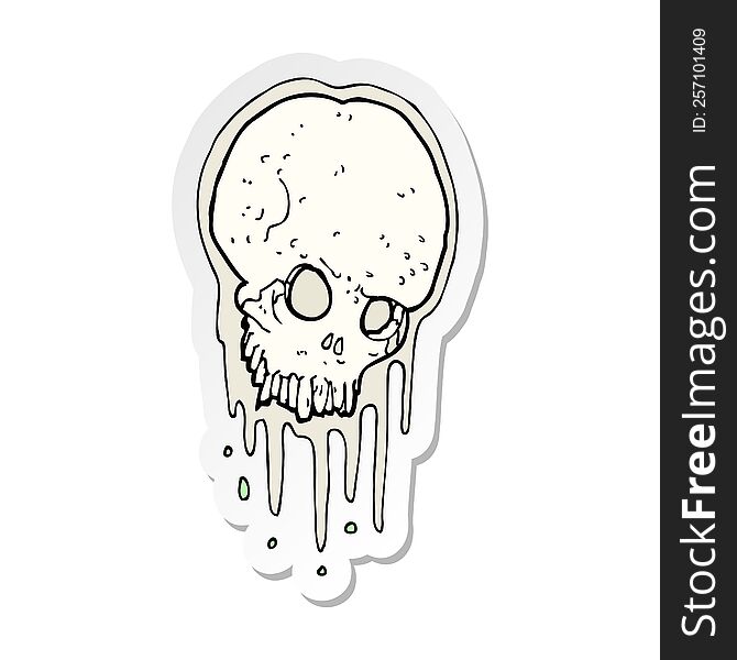 Sticker Of A Cartoon Scary Skull