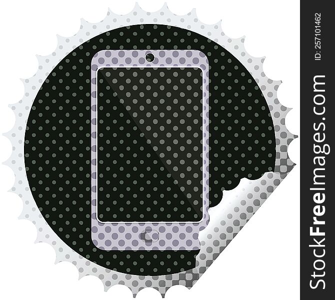 cell phone graphic vector illustration round sticker stamp. cell phone graphic vector illustration round sticker stamp