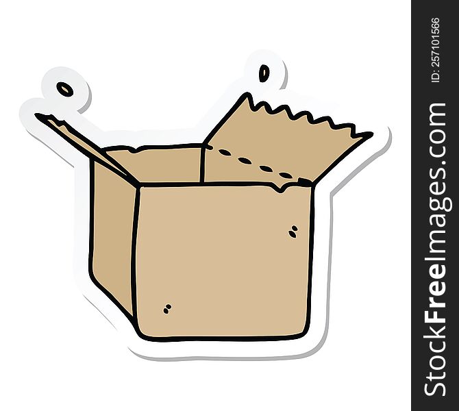 sticker of a quirky hand drawn cartoon open box