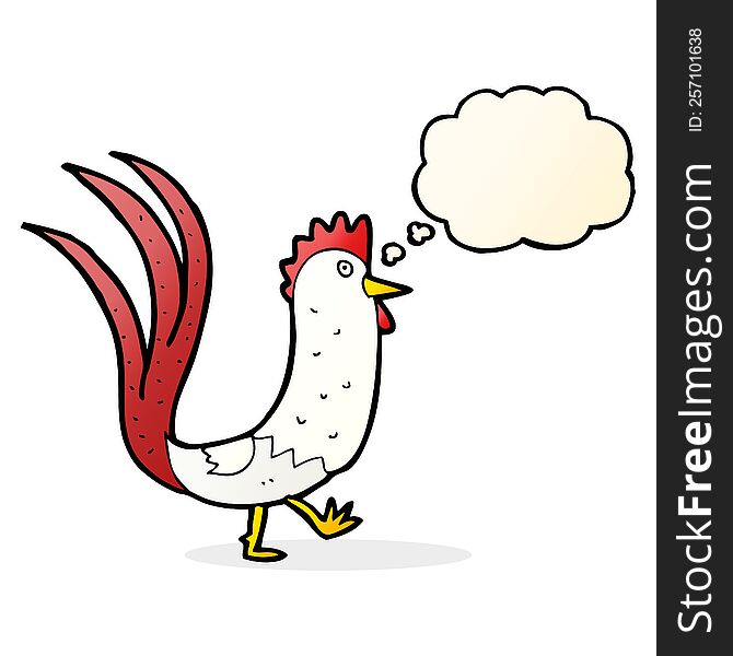 cartoon cockerel with thought bubble