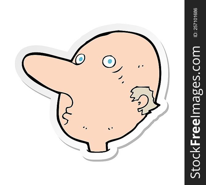 sticker of a cartoon balding man