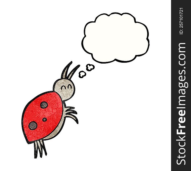 freehand drawn thought bubble textured cartoon ladybug