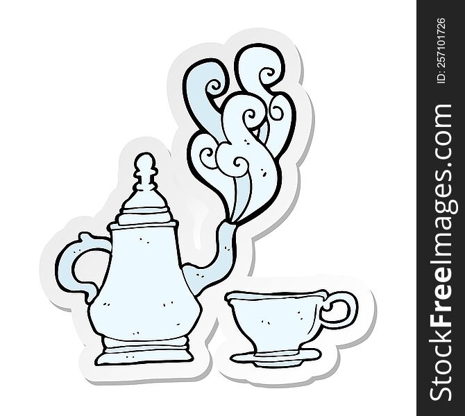 sticker of a cartoon tea set