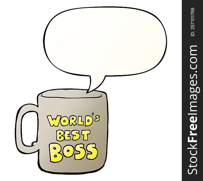 worlds best boss mug with speech bubble in smooth gradient style