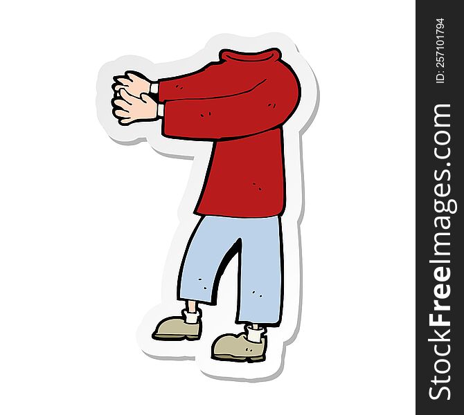 sticker of a cartoon headless body