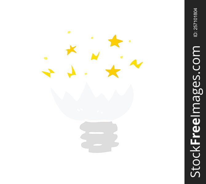 Flat Color Style Cartoon Exploding Light Bulb