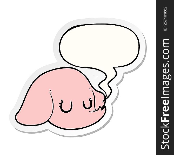 Cartoon Elephant Face And Speech Bubble Sticker