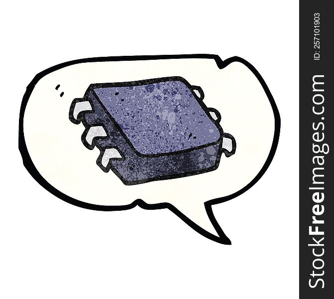 Speech Bubble Textured Cartoon Computer Chip