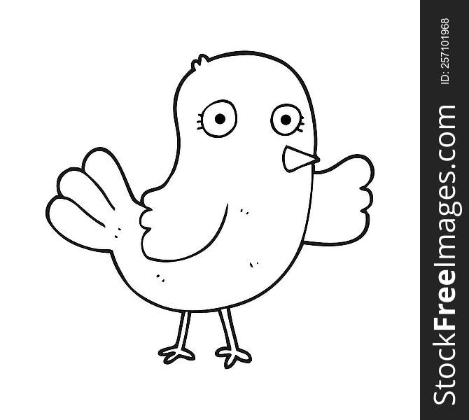 black and white cartoon bird