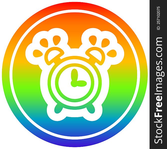 ringing alarm clock circular icon with rainbow gradient finish. ringing alarm clock circular icon with rainbow gradient finish