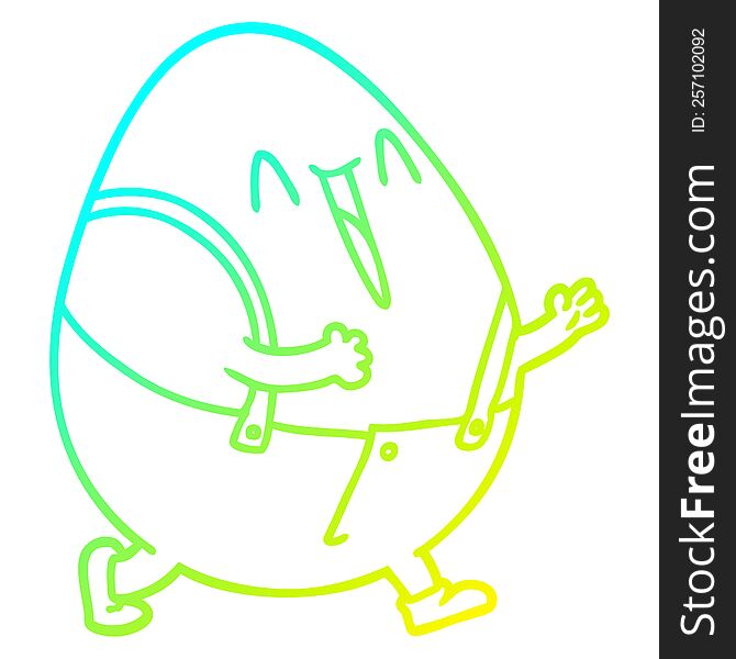 cold gradient line drawing of a humpty dumpty cartoon egg man