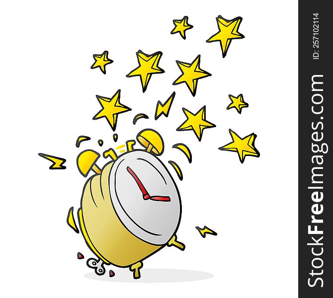 freehand drawn cartoon ringing alarm clock