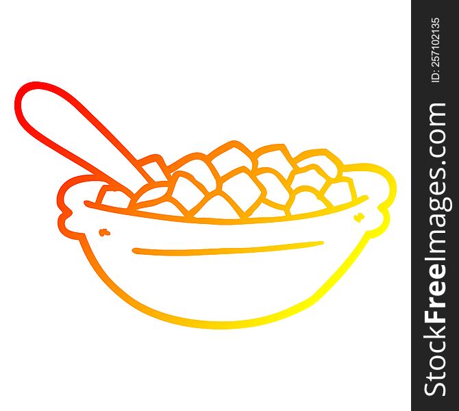 Warm Gradient Line Drawing Cartoon Cereal Bowl