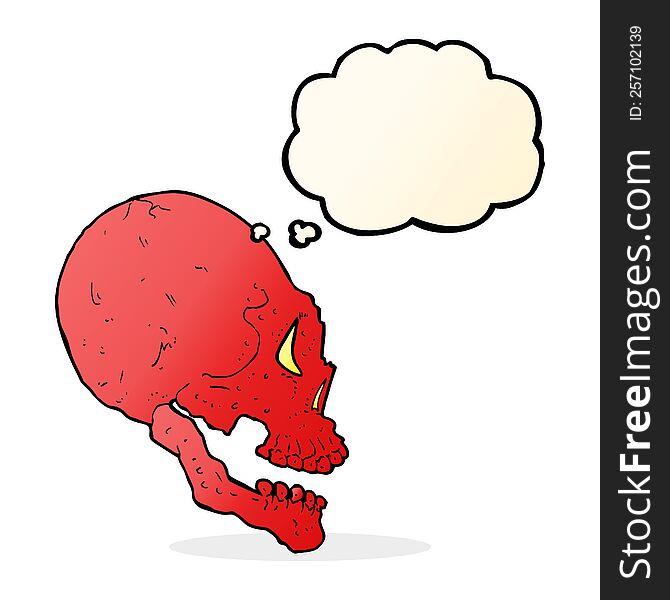 Red Skull Illustration With Thought Bubble