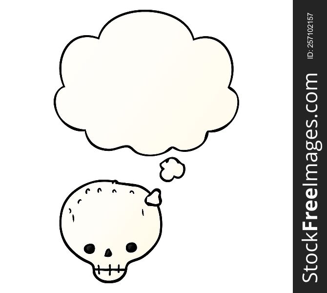 Cartoon Skull And Thought Bubble In Smooth Gradient Style