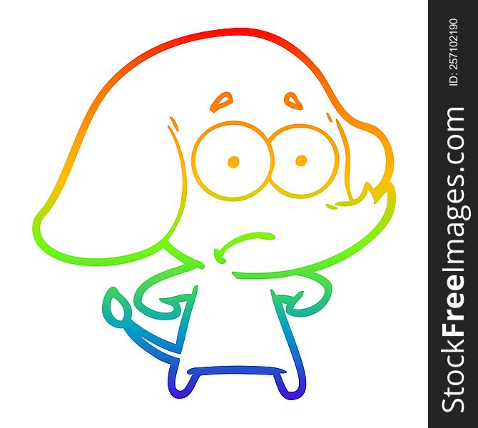 rainbow gradient line drawing of a cartoon unsure elephant