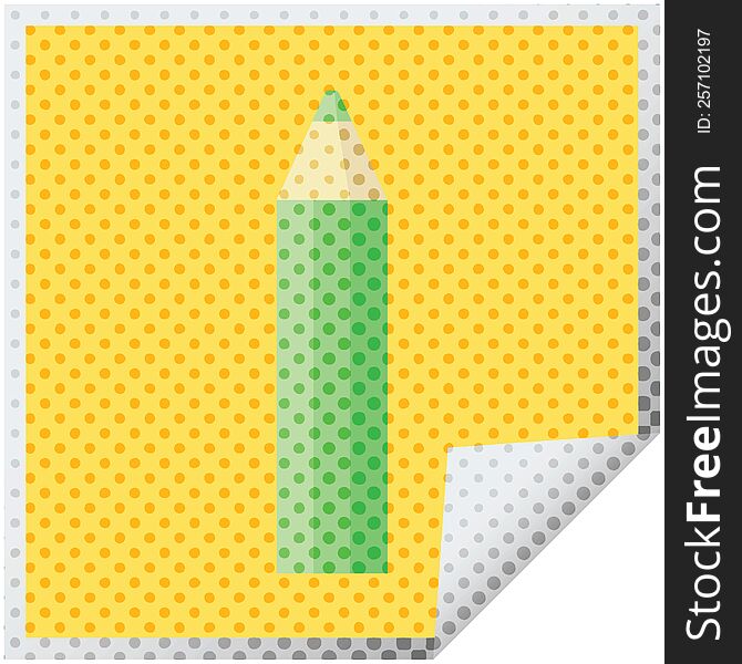 green coloring pencil graphic vector illustration square sticker. green coloring pencil graphic vector illustration square sticker