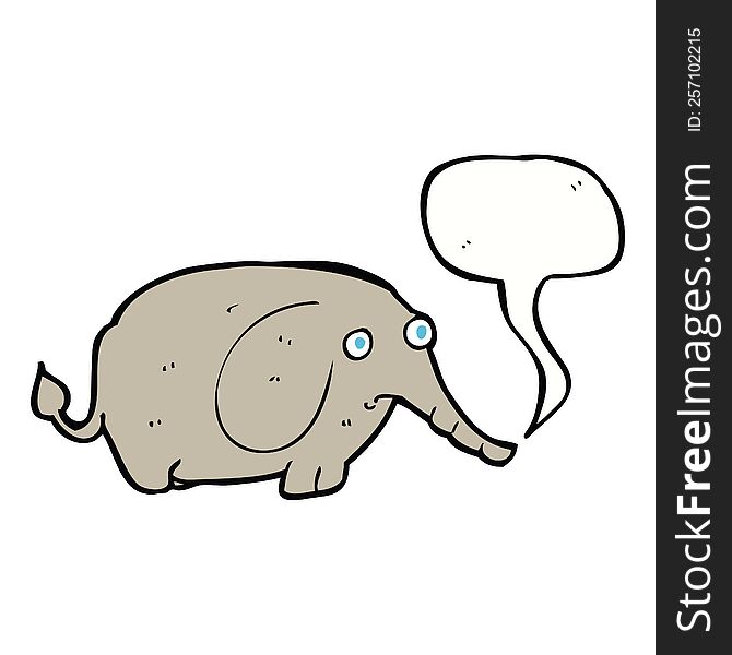 Cartoon Sad Little Elephant With Speech Bubble
