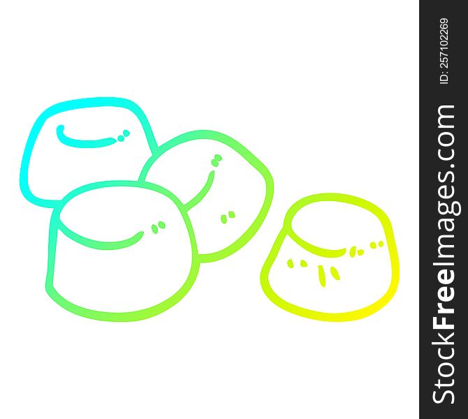 cold gradient line drawing of a cartoon tasty marshmallows