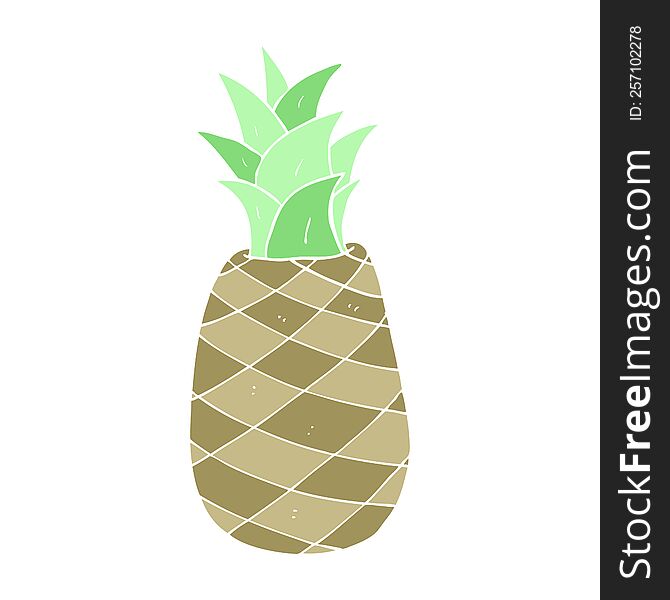 Flat Color Illustration Of A Cartoon Pineapple