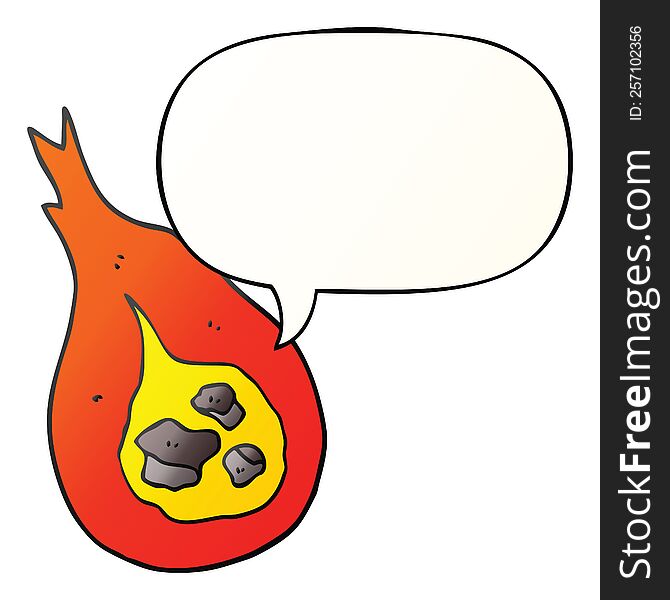 cartoon fireball with speech bubble in smooth gradient style