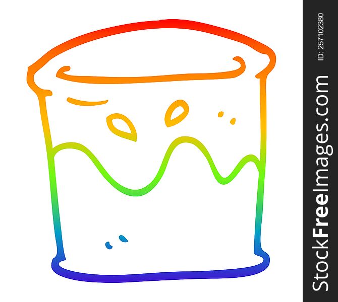 rainbow gradient line drawing of a cartoon drink in tumbler