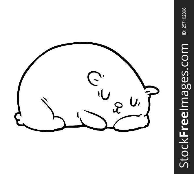 line drawing of a sleepy polar bear. line drawing of a sleepy polar bear