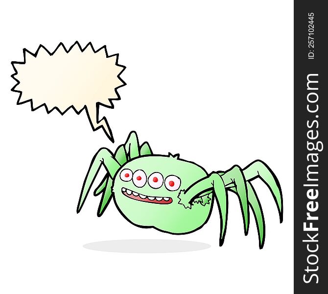 Cartoon Spooky Spider With Speech Bubble