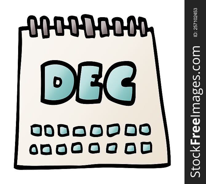 cartoon doodle calendar showing month of december