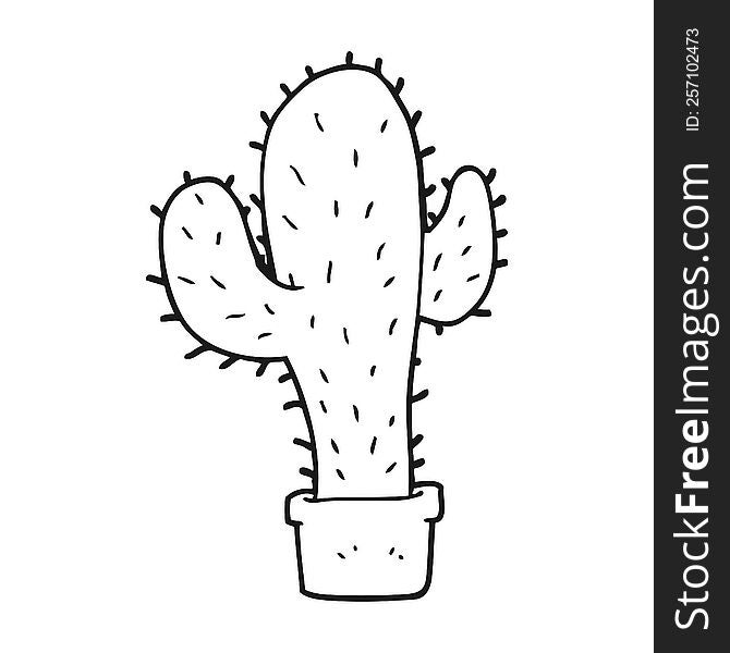 Black And White Cartoon Cactus