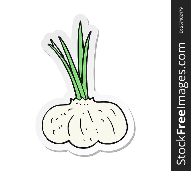 sticker of a cartoon garlic bulb