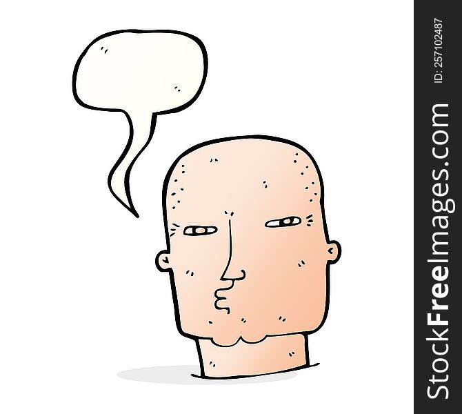 Cartoon Bald Tough Guy With Speech Bubble