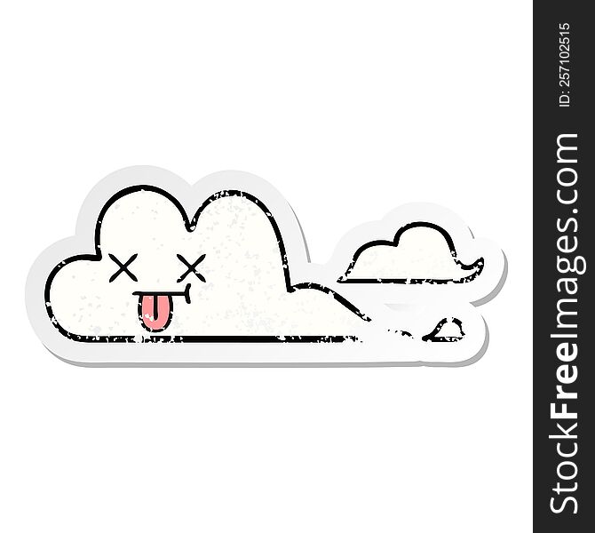 Distressed Sticker Of A Cute Cartoon Cloud