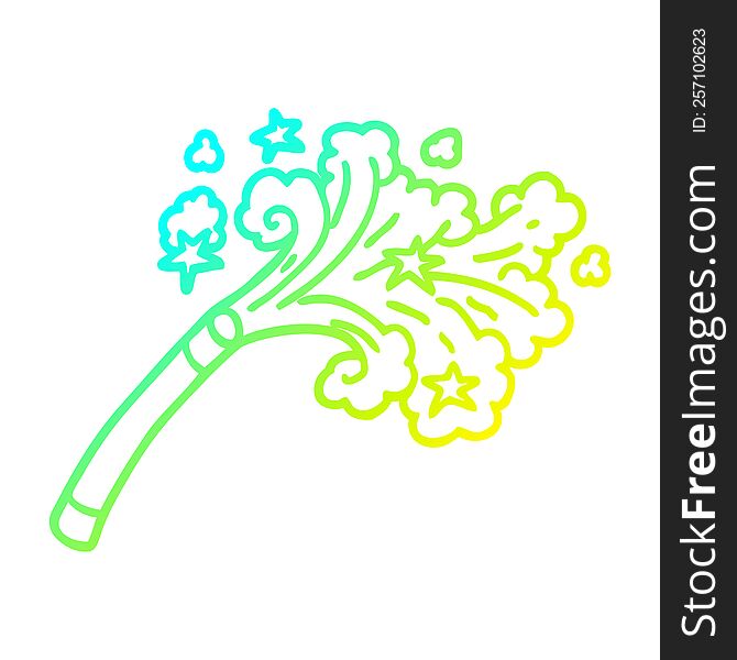 cold gradient line drawing of a cartoon magicians wand