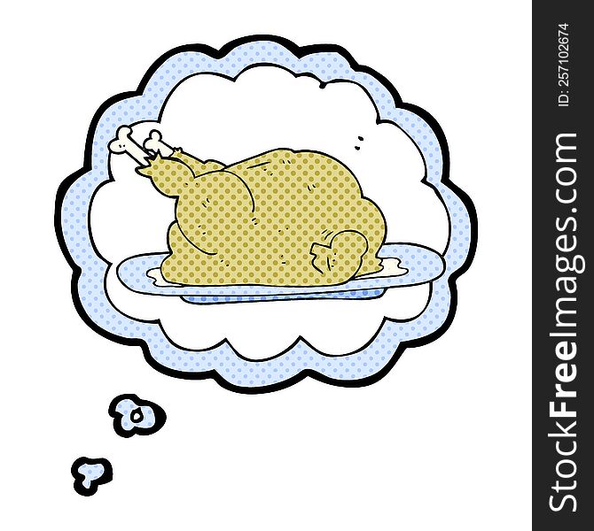 Thought Bubble Cartoon Cooked Chicken