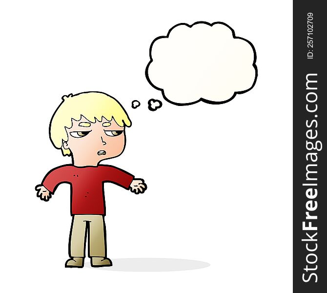 Cartoon Annoyed Boy With Thought Bubble