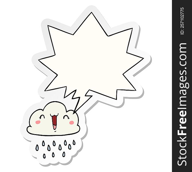 Cartoon Storm Cloud And Speech Bubble Sticker