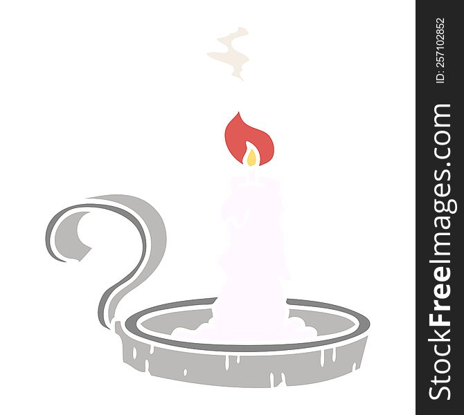 cartoon doodle of a candle holder and lit candle
