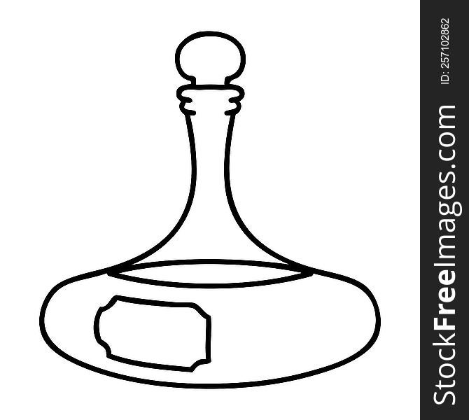 line doodle of a fancy decanter full of wine or maybe vampire blood