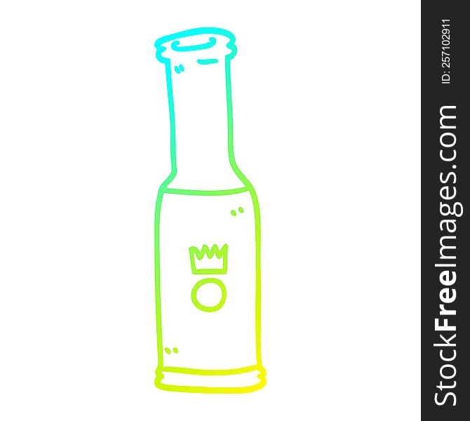 cold gradient line drawing of a cartoon bottle of pop